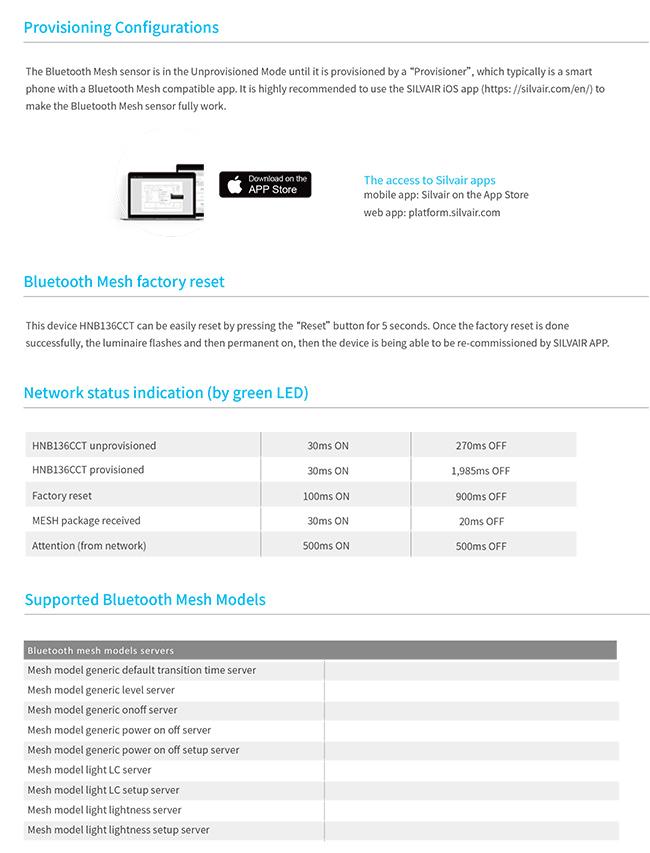 HNB136CCT Silvair bluetooth motion sensor app control tunable white